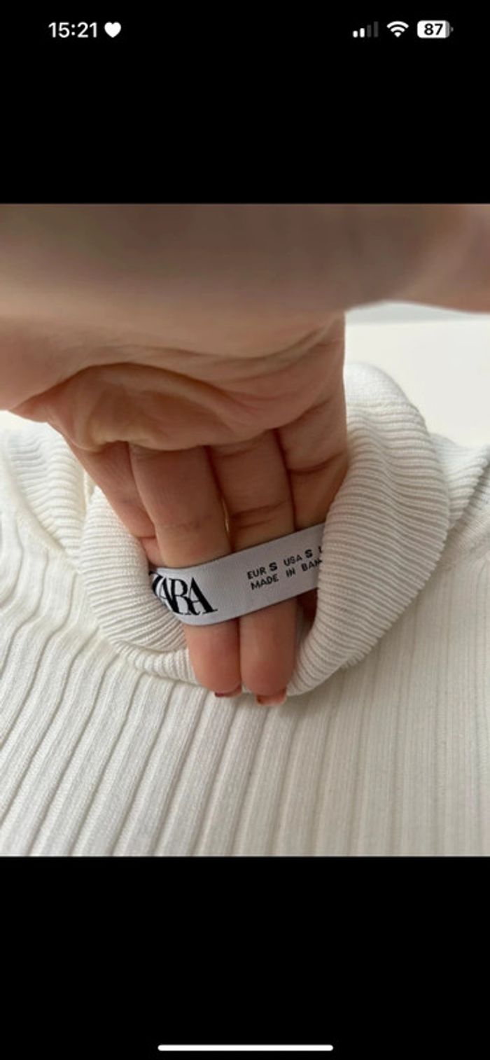 Top  manche longue blanc moulant zara neuf S - photo numéro 3