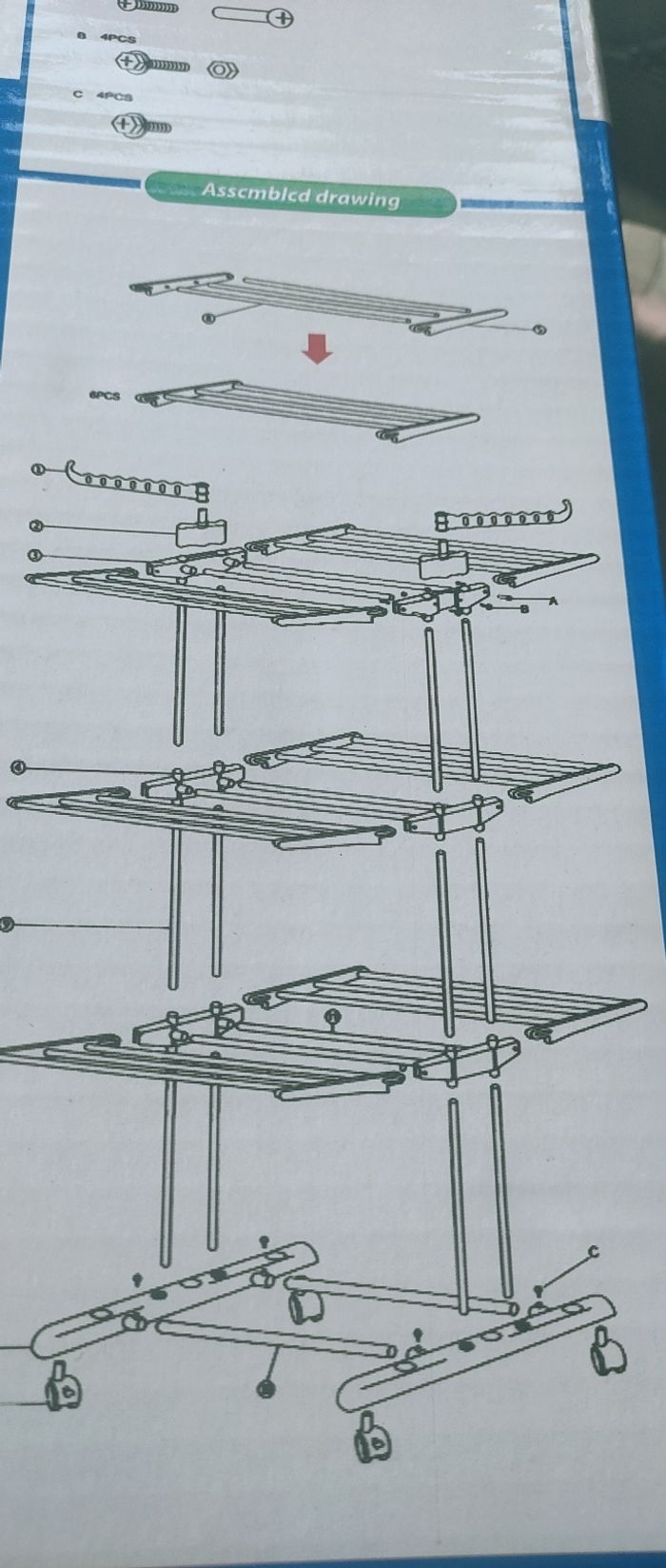 Séchoir à linge pliable capacité 50kg hauteur 178cm - photo numéro 5