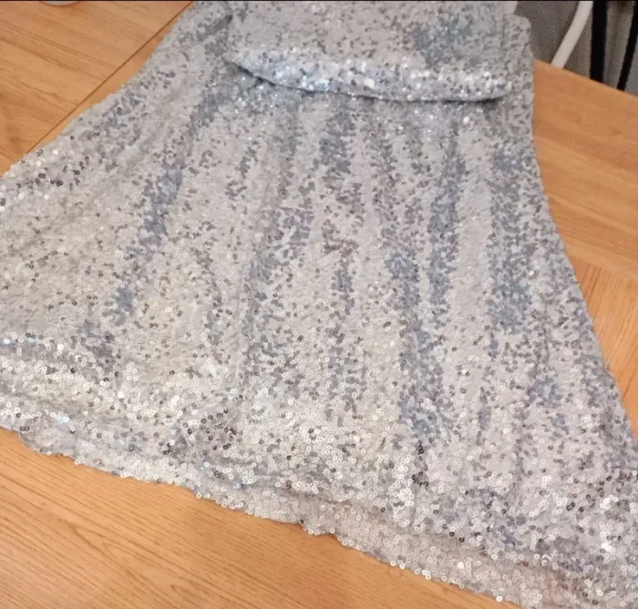 Robe longue bustier à sequins argentés – Taille 34 - photo numéro 5