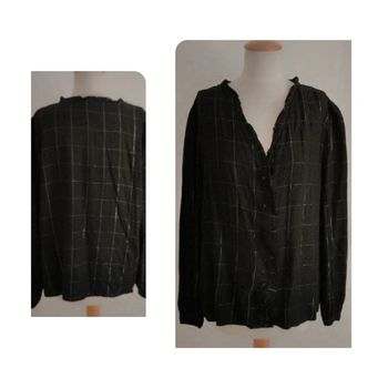 Chemise manches longues noire à rayures fines argentées Kiabi taille 40