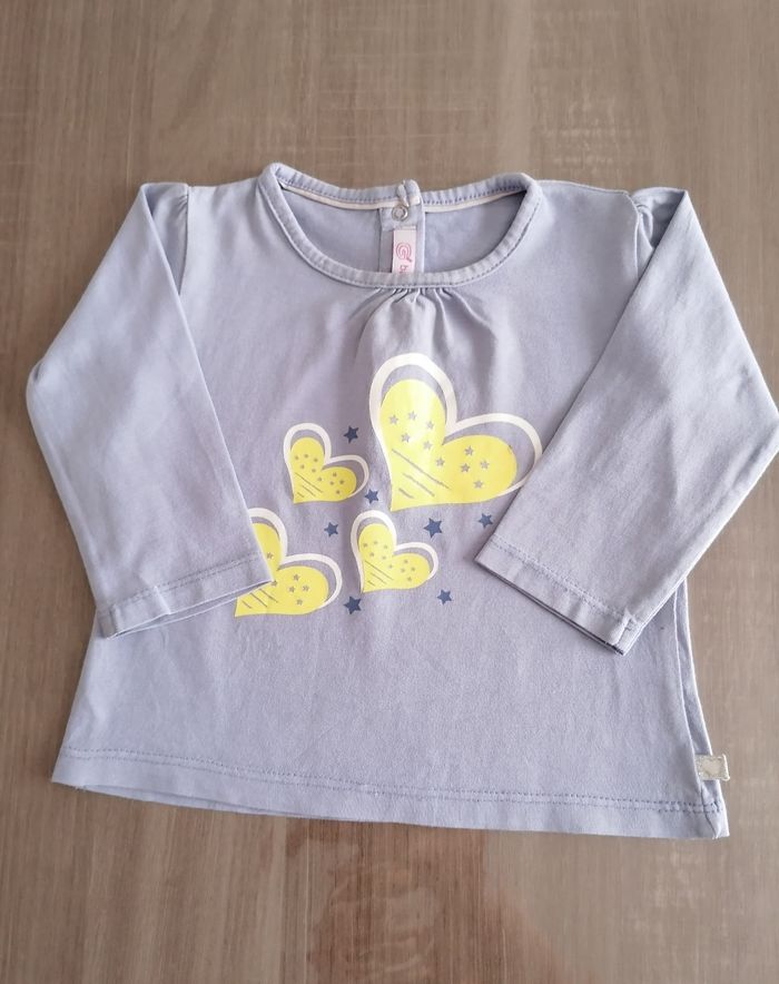 T. Shirt manches longues gris bleuté 12 mois
