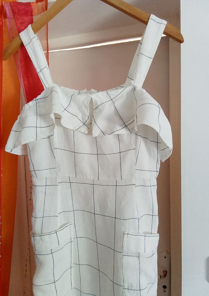Longue robe crème à carreaux Mango - photo numéro 2