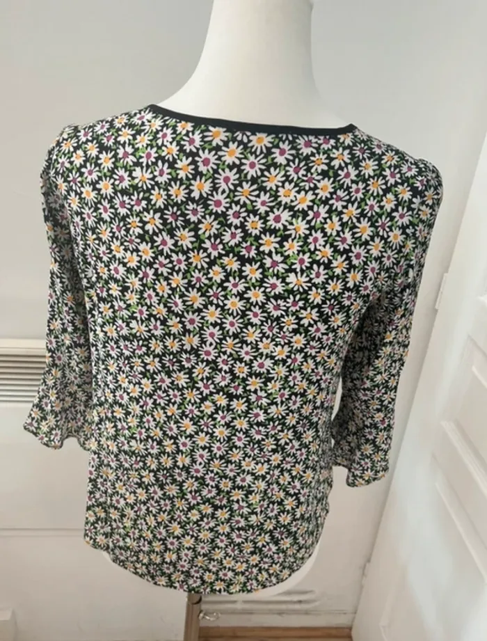 Zara blouses haut top imprimé, floral femme, taille S/36 - photo numéro 3
