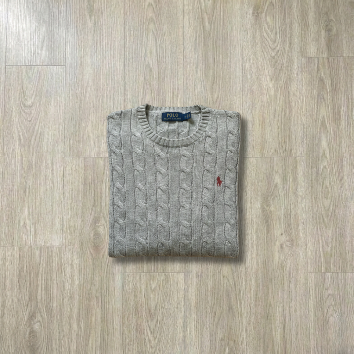 Beau pull Ralph Lauren torsadé - Gris - Taille M - photo numéro 2