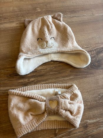 Ensemble bonnet tour de cou fille