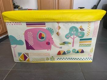 Relaxdays Tabouret Coffre boîte à Jouets Couvercle Pouf Enfant Pliable