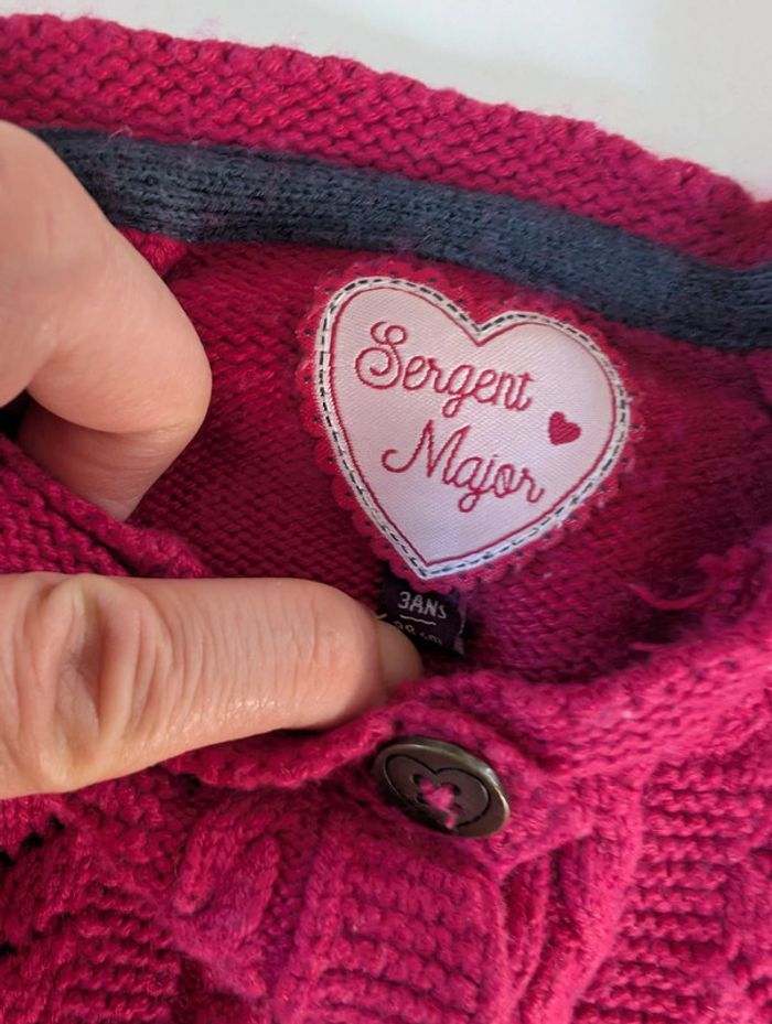 Gilet épais rouge bordeau Sergent major 3 ans laine - photo numéro 7