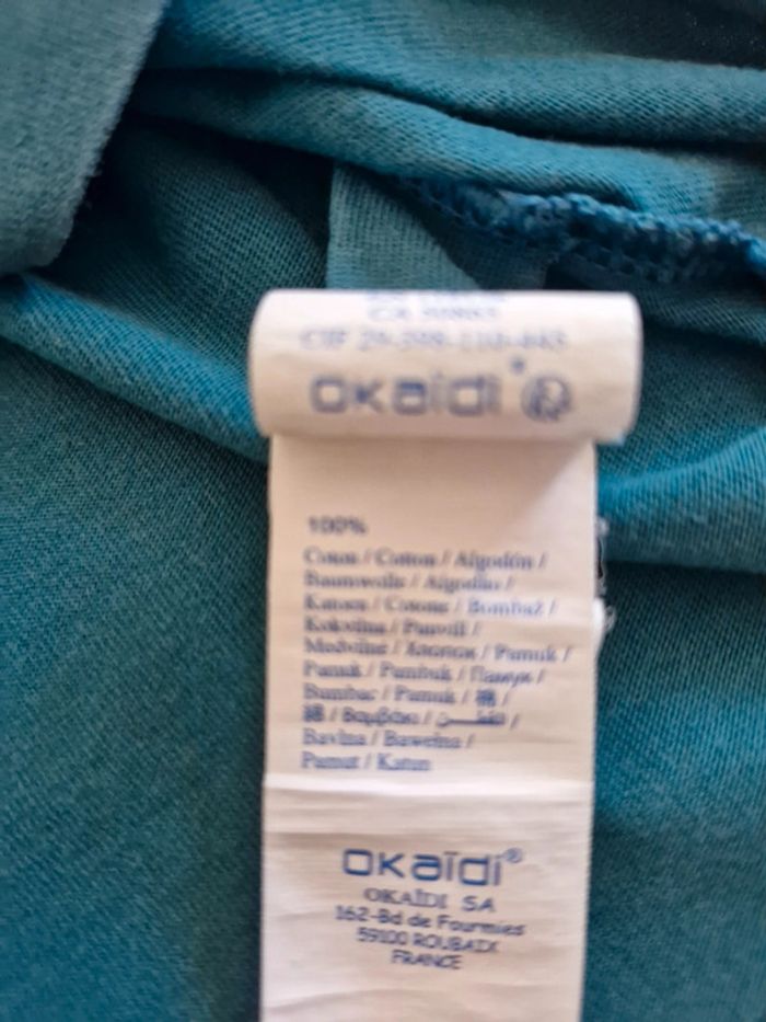 T-shirt manches longues garçon 3 ans Okaïdi Bleu canard avec imprimé blanc coton - photo numéro 4