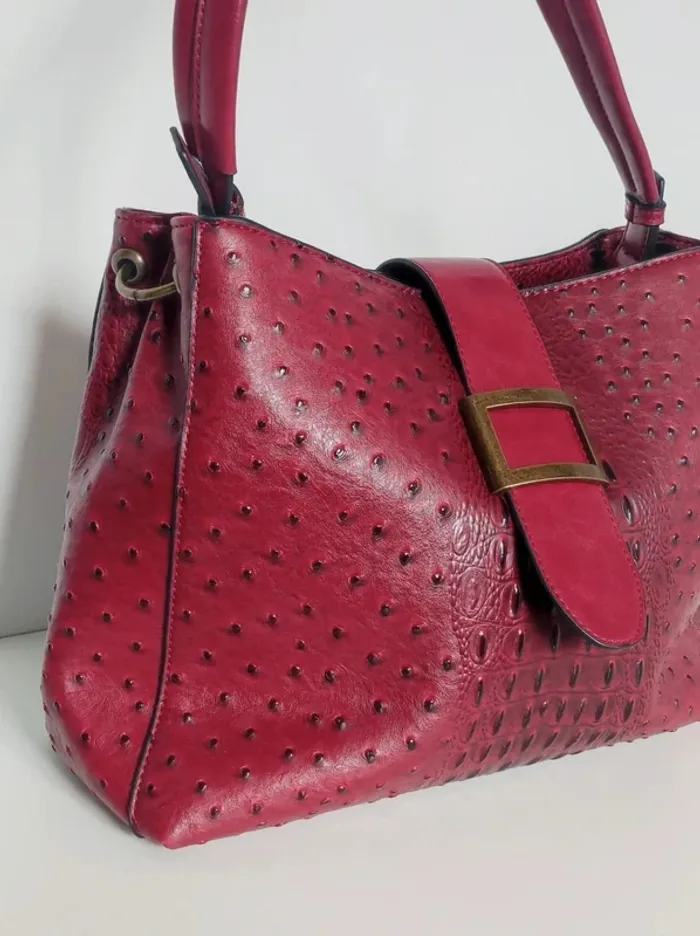 Sac effet cuir bordeaux point relief noir / Mandoline - photo numéro 2
