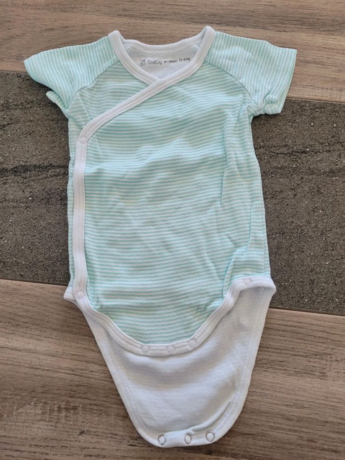 Lot 3 bodies manches courtes fermeture devant - gemo 12 mois - photo numéro 2