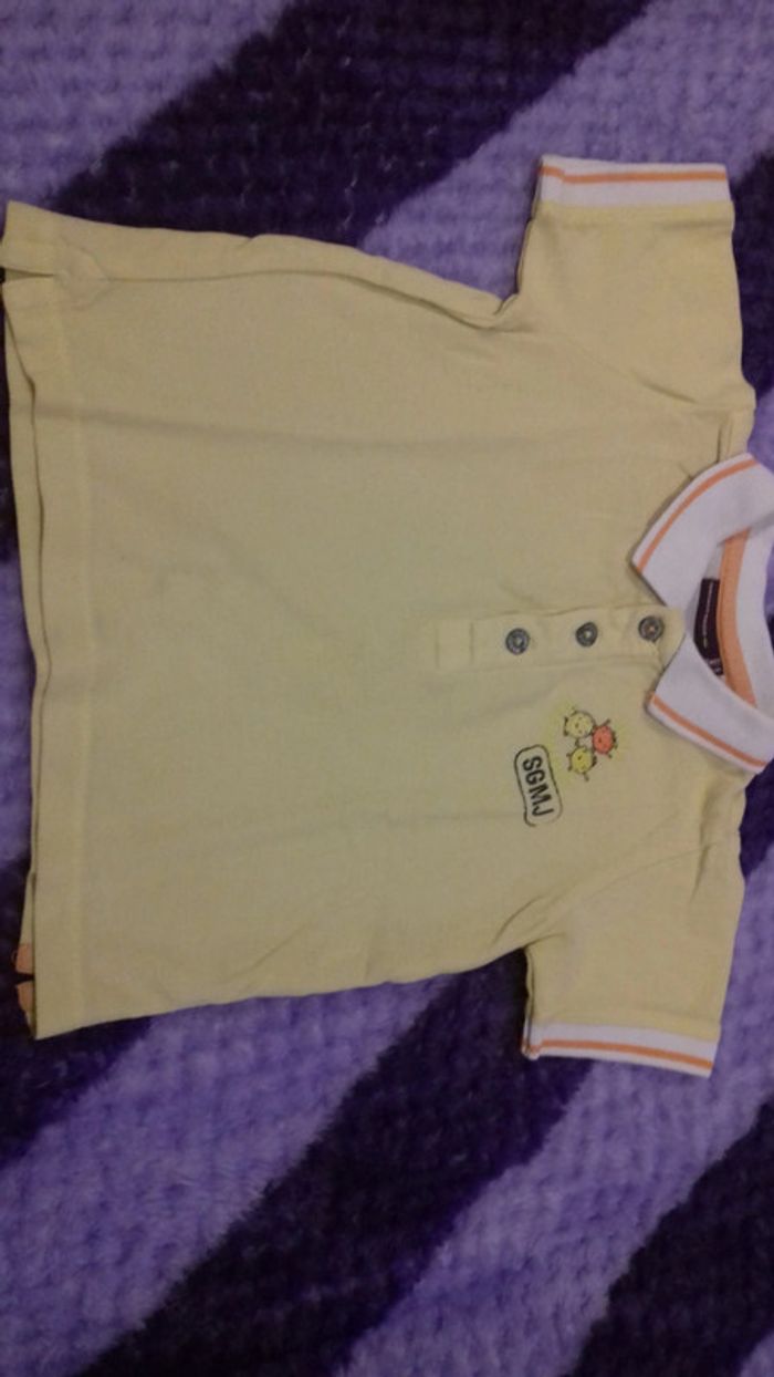 Ensemble printemps / été polo + bavoir jaune 12 mois Sergent major - photo numéro 4