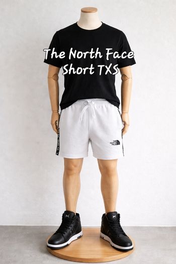 The North Face Mountain Short TXS-Blanc&Bande Siglée sur le coté Noir-100%Coton en BE