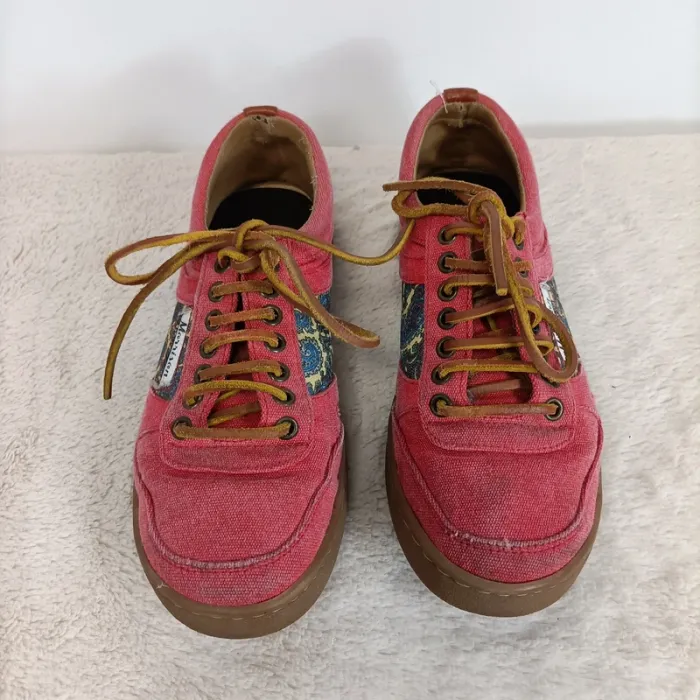 baskets chaussures de ville Morrison 38 rouge motifs vintage toile - photo numéro 2