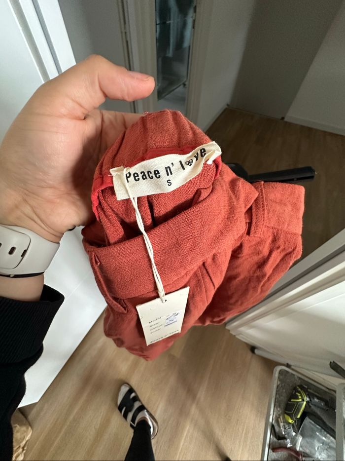 Pantalon effet lin terracotta - photo numéro 4