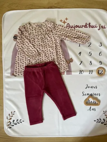 Ensemble bébé fille – Taille 12 mois – Pull + Pantalon