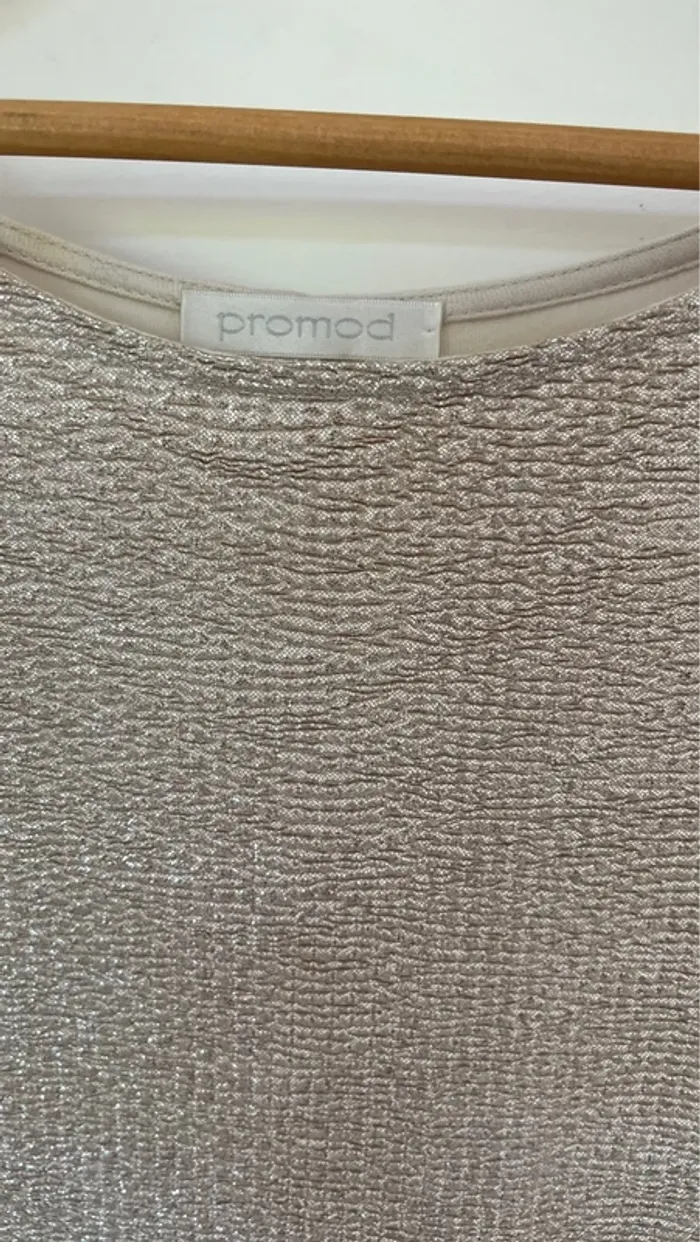 Top tee shirt effet lurex mordoré doré - photo numéro 2