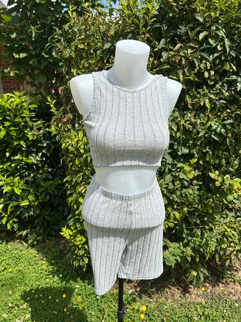 🩶Ensemble gris côtelé Shein pour femme