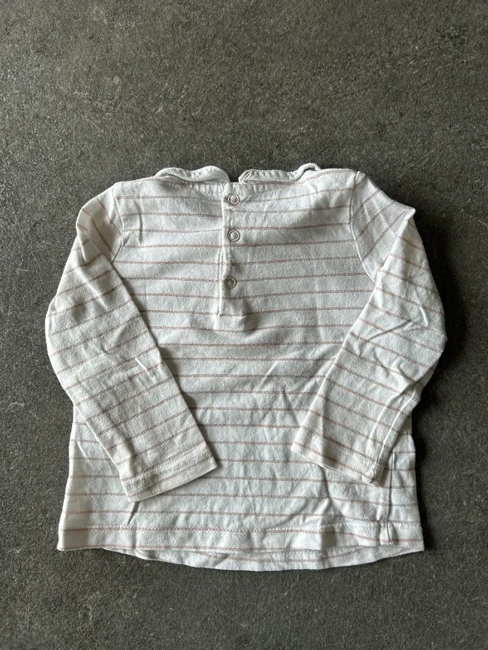 Ensemble salopette + 3 tee-shirt ML fille 9 mois - photo numéro 7