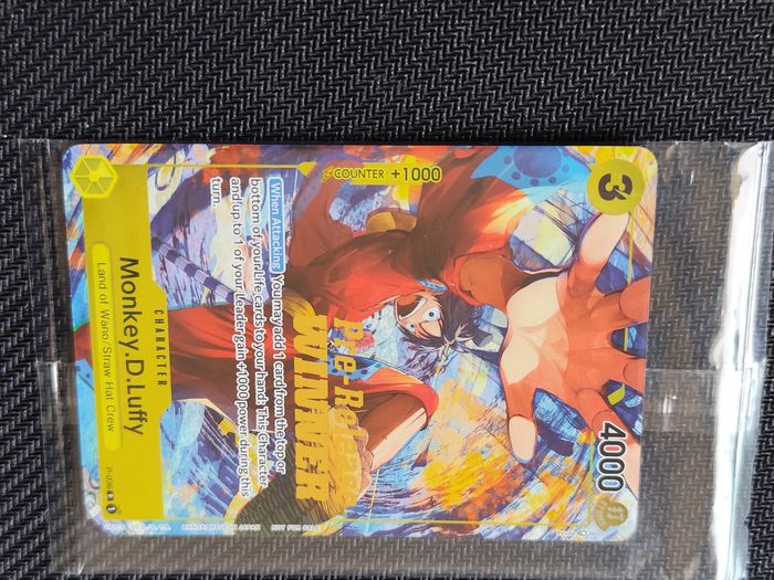 One Piece Card Game Monkey.D.Luffy Pre-Release Winner Promo P-036 Sealed - photo numéro 3