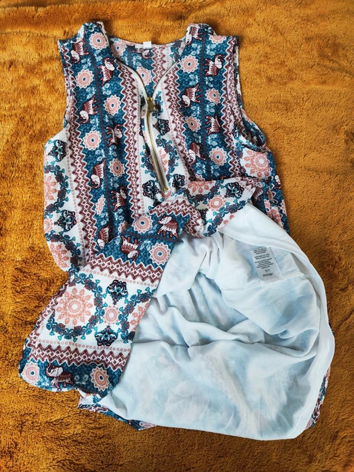 Robe été mi-longue large 40 L motifs élephants indien Neuve avec étiquette - photo numéro 6