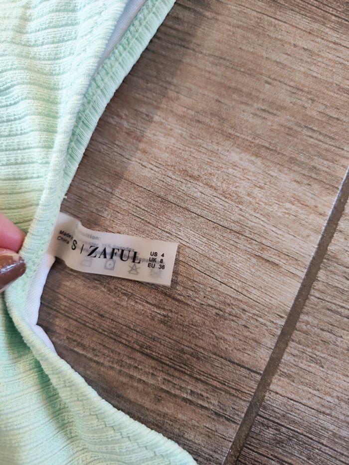 Maillot de bain deux pièces vert pale Zaful taille S - photo numéro 3