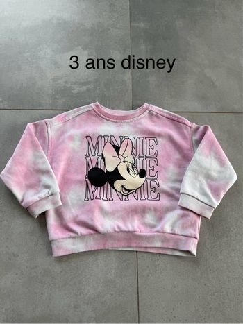 Sweat Minnie 3 ans Disney rose / blanc