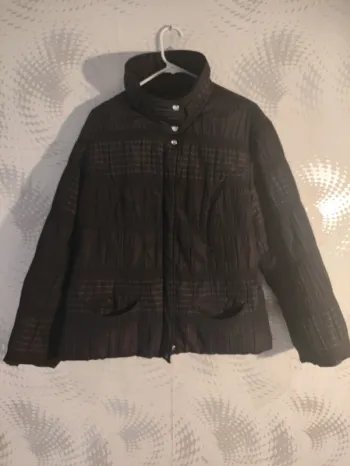 Blouson Doudoune Courte Lauren Vidal T. L Noir/Marron Effet Plissé Matelassé