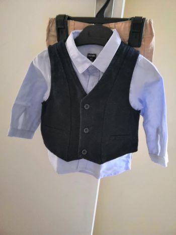 Ensemble costume 3 pièces (chemise+pantalon+gilet) 9 mois (69-72cm) Kiabi