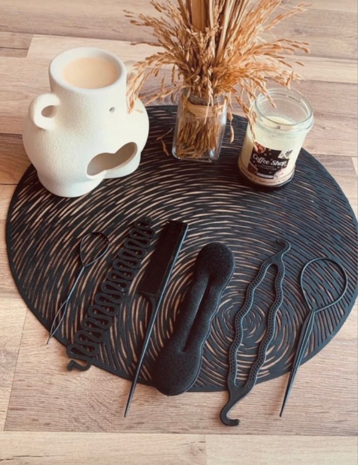 Lot de 6 accessoires cheveux pour tresse, chignon et queue de cheval noir - Sans marque - photo numéro 3