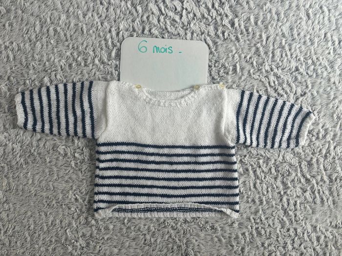 Pull en laine marinière fait main