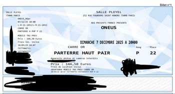 2 places de concert Oneus Paris