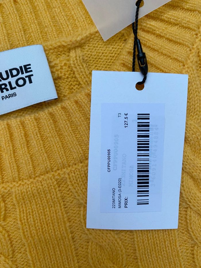 Pull Claudie pierlot en laine jaune mimosa - photo numéro 6