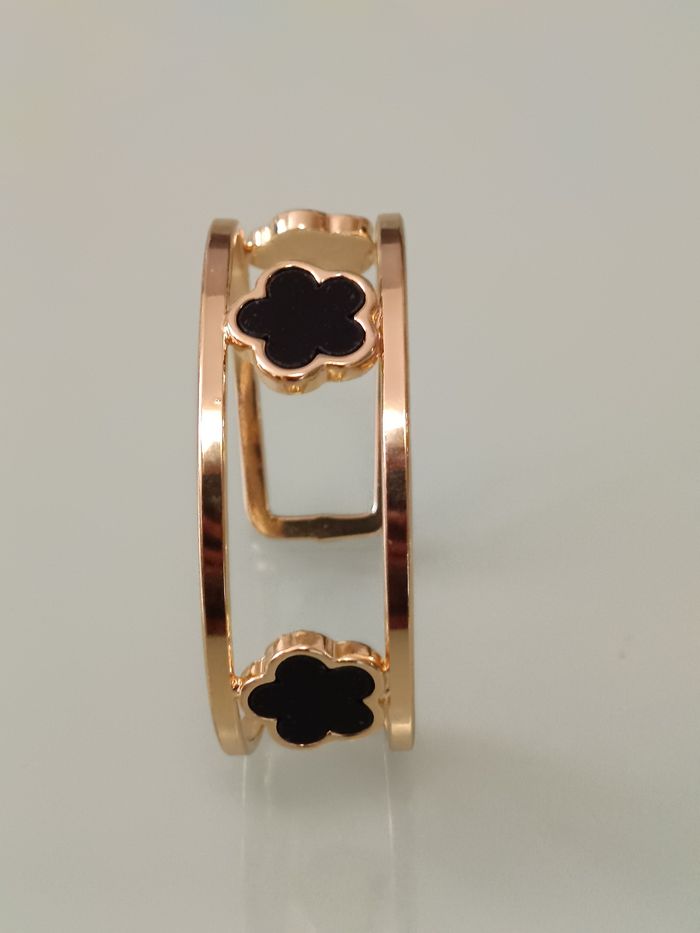 Bracelet jonc ouvert fleurs cinq pétales tendance - photo numéro 2