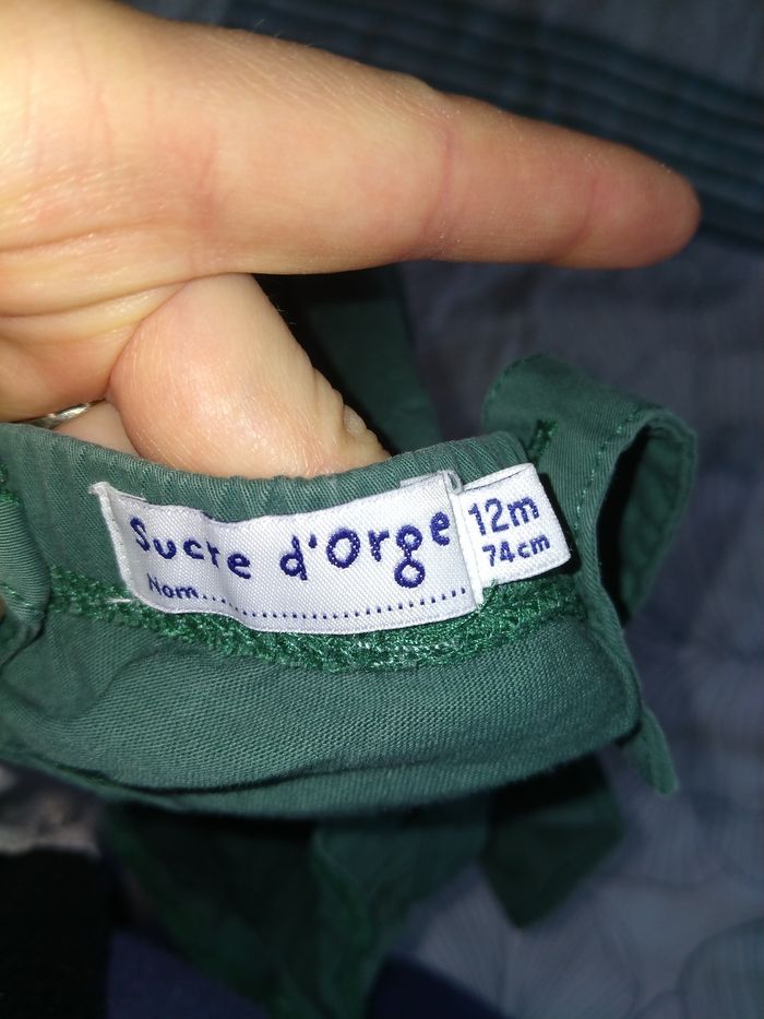 Robe 12 mois Sucre d'orge, vert sapin, sans manches - photo numéro 3