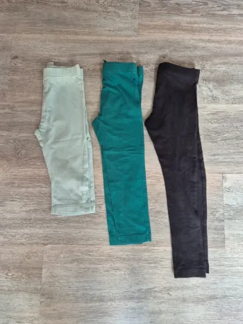 3 leggings vert et noir