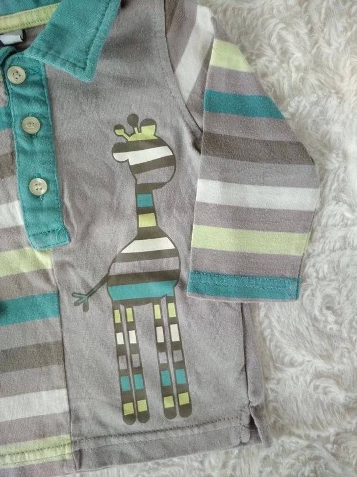 Polo tee shirt chemise manches longues Garçon 6 mois Girafe - photo numéro 5