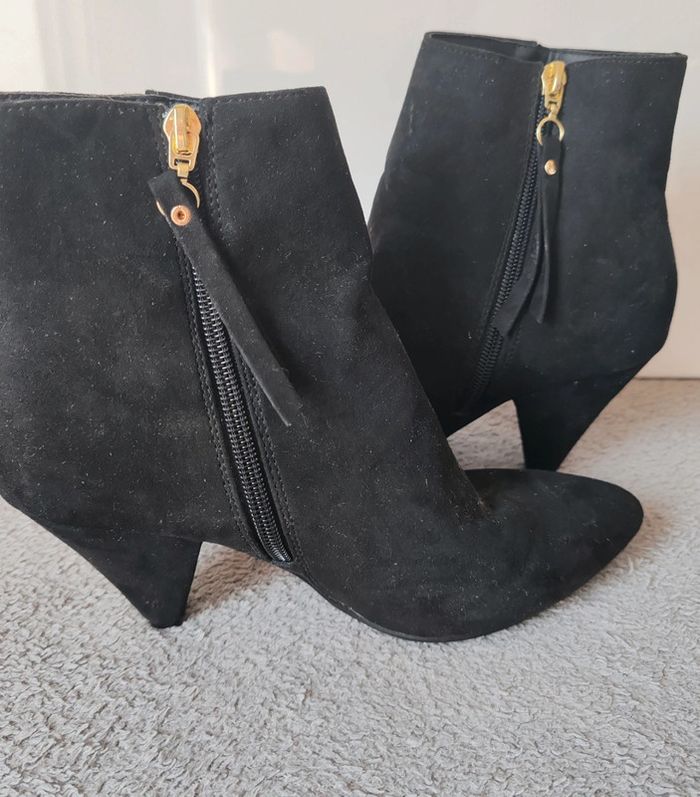 Camaïeu Bottines Suédées Noires Pointues à Talon – Taille 38 – Neuf sans Étiquette - photo numéro 5