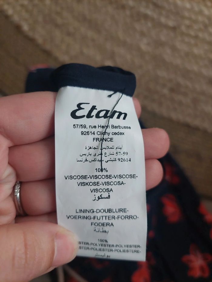 Jupe doublée fleurs etam t40 neuve - photo numéro 4