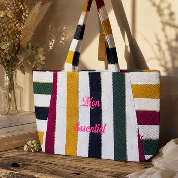 Sac personnalisé rayures fête des mères
