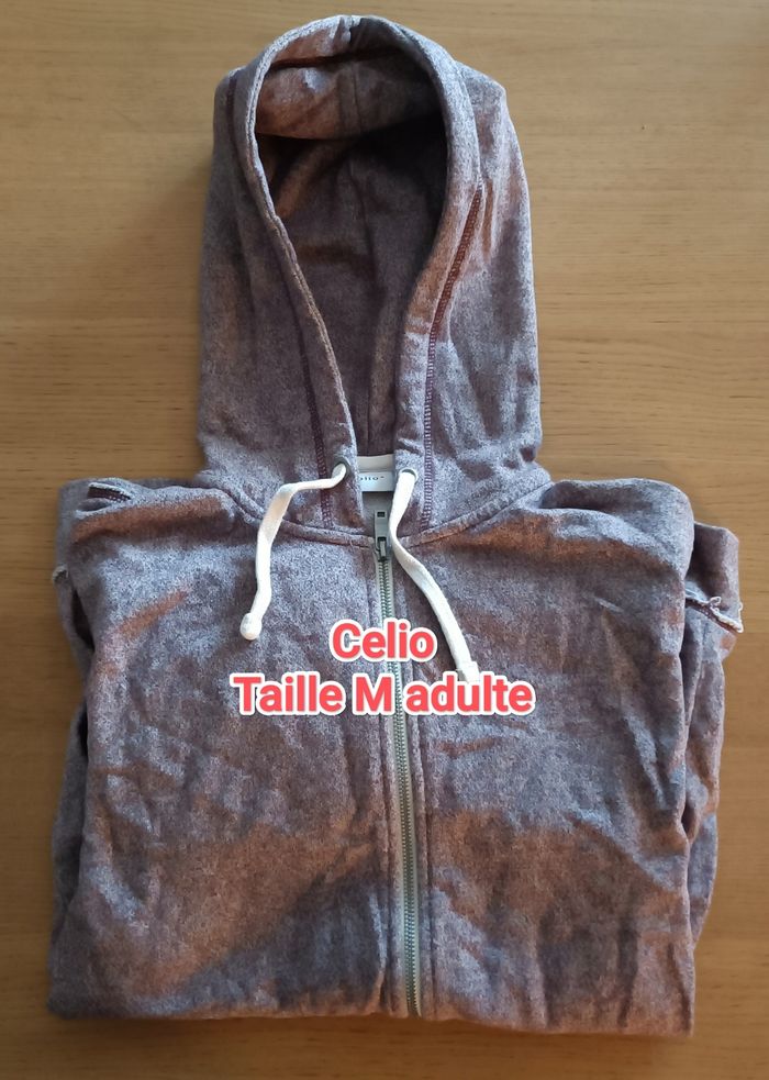 Veste gilet sweat zippé Celio bordeaux style vintage taille M homme