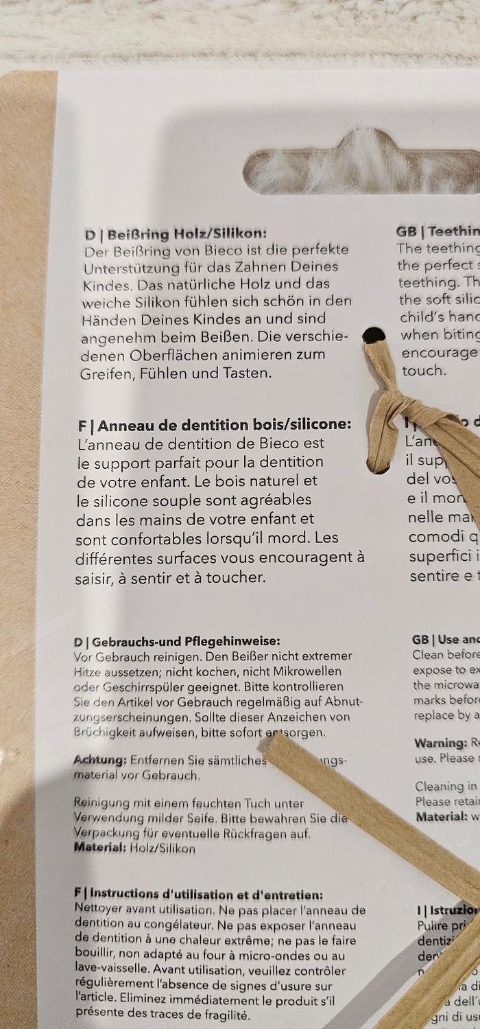 Anneau de dentition en bois et en silicone Bieco Neuf - photo numéro 5