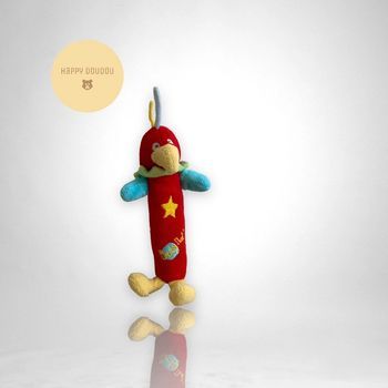 Peluche d'eveil couinette hochet oiseau rouge Baby Nat H19