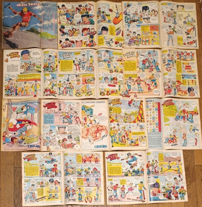Rare Lot 11 Journaux de Mickey Série complète leçons de Skate 1978 vintage