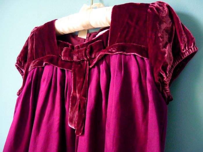 Robe Fille 12 ans Jacadi Paris soie velours violet fêtes, occasions spéciales TBE - photo numéro 3