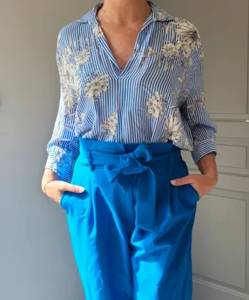Chemisier zara fleuri bleu