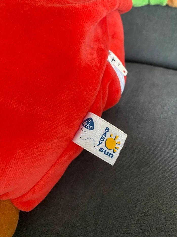 Ancien Doudou Range Pyjama Baby Sun. Ours Rouge Vert Jaune. - photo numéro 2