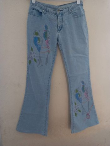 Pantalon pate d éléphant jeans avec motifs Taille : 36