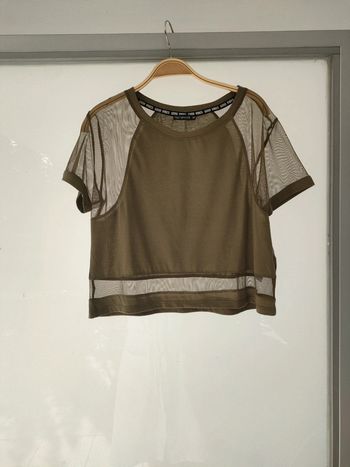 tee shirt loose blouse voile kaki M terranova