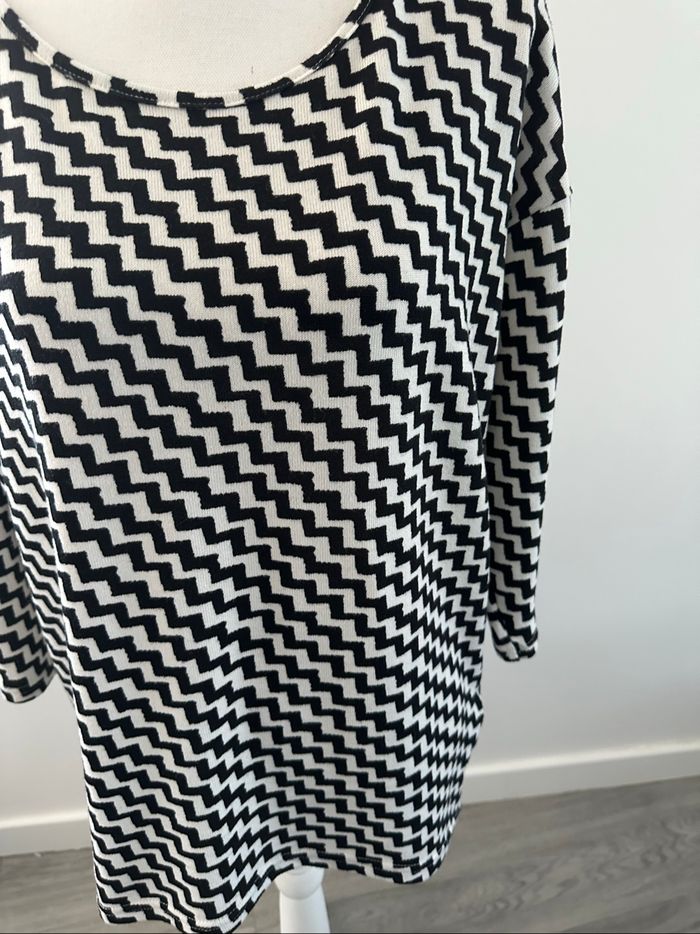 Pull oversize zig zag noir et blanc Only T36 S - photo numéro 3