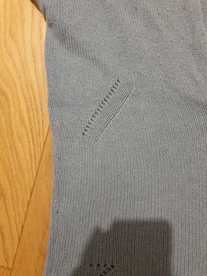 Pull col V 100% cachemire gris bleu - photo numéro 6